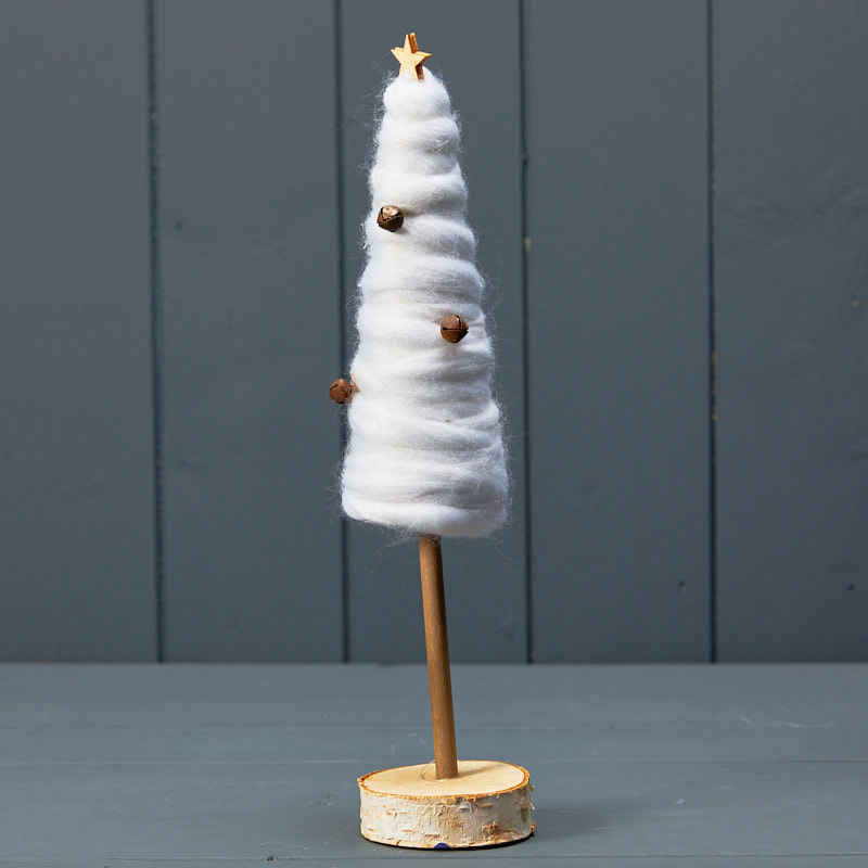 White Woollen Tree with Aged Metal Bells detail page